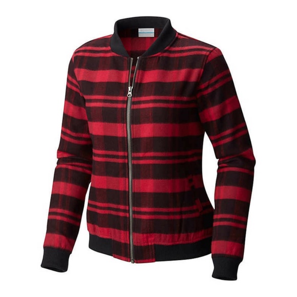 Columbia Red and Black Plaid Full-Zip Up Jacket - Picture 1 of 8